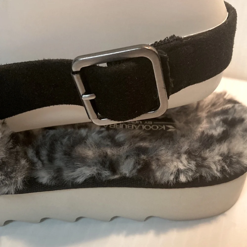 KOOLABURRA by UGG Fuzz’d Out Slingback Sandals Snow Leopard Womens Size 10